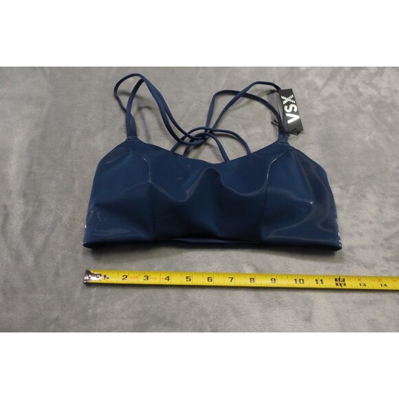 NWT VSX Womens Liquid Shine Stretch Comfort Sports Bra EJ3 Midnight Blue Sea S/P - Picture 2 of 5